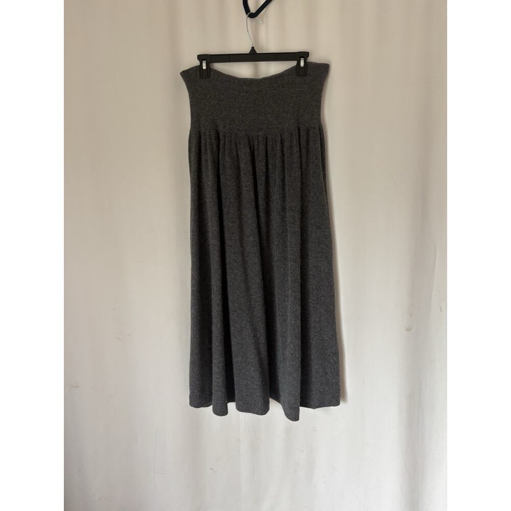 Vtg Liz Claiborne Skirt Large Lambswool Angora Gray Stretch Aline Maxi